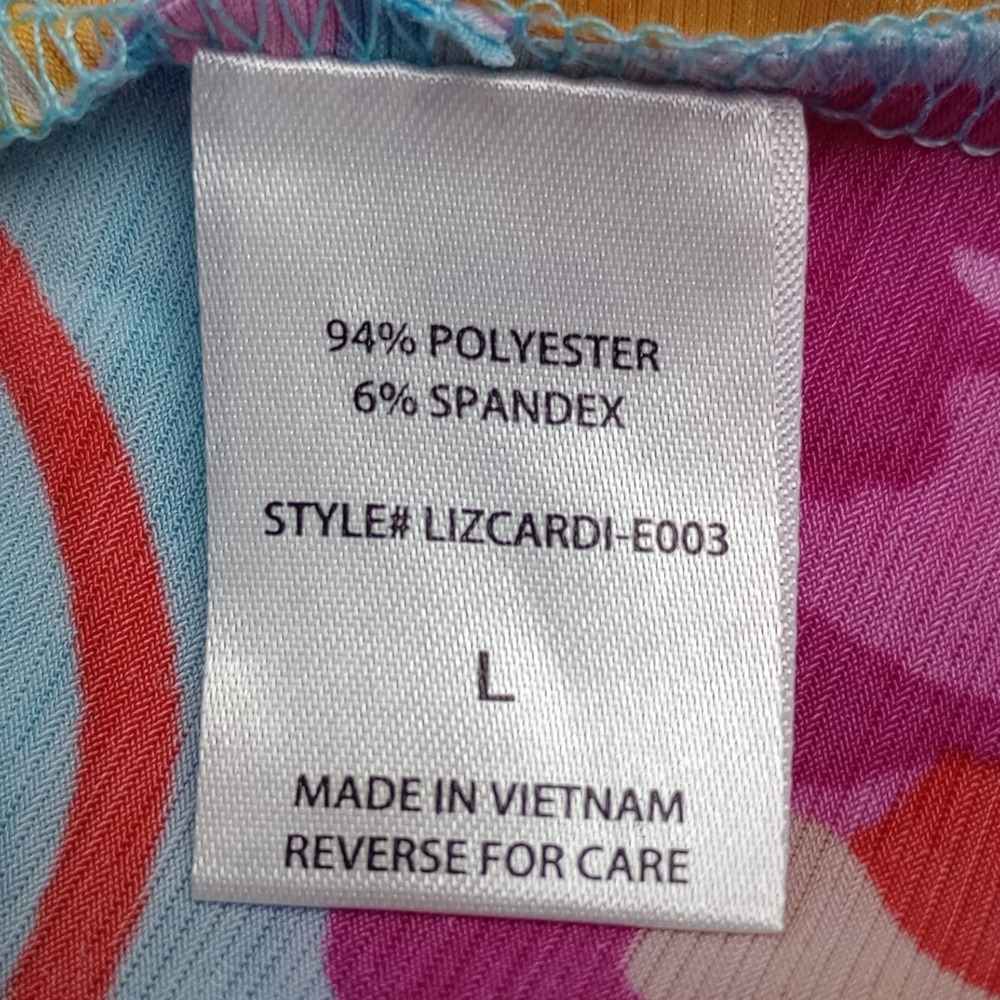 Dear Scarlett Womens L Blue Pink Roll Tab Sleeve Open Front Lizcardi Cardigan - Picture 6 of 7